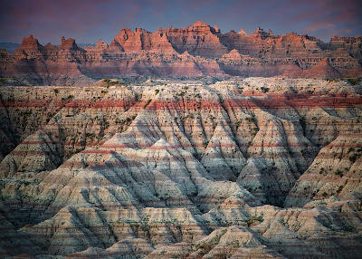 Badlands ridge system multicolored layered formations South Dakota