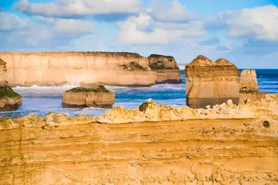 Limestone cliffs and sea stacks at Loch Ard Gorge, Victoria, Australia.