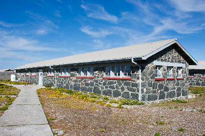 Prison barracks building on Robben Island near Cape Town, South Africa.