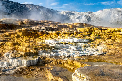 Mammoth Hot Springs terraces Yellowstone National Park travertine limestone formations geothermal pools Wyoming USA