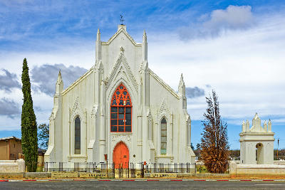 Historic Dutch Reformed Church in Ladismith featuring neo-Gothic architecture in the Klein Karoo.