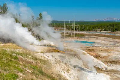Steam vents Norris Geyser Basin Yellowstone geothermal field hot springs Wyoming USA