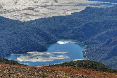 High-altitude view from Babadağ over Ölüdeniz, the Blue Lagoon and Mediterranean coastline near Fethiye, Türkiye.