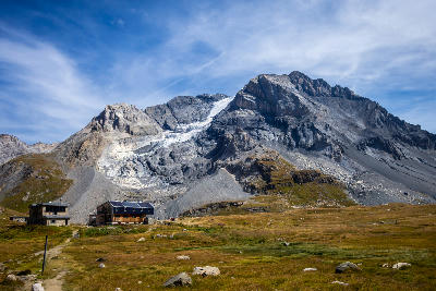 Refuge du Col de la Vanoise below the Grande Casse glacier in Vanoise National Park