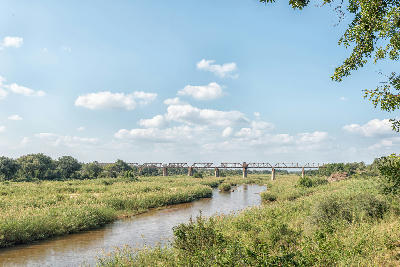 Selati Railway Bridge spanning the Sabie River at Skukuza in Kruger National Park, South Africa.