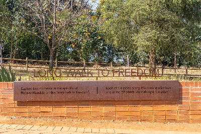 Long Walk to Freedom exhibit at the Nelson Mandela Capture Site near Howick, featuring interpretive displays about Nelson Mandela’s life and imprisonment.