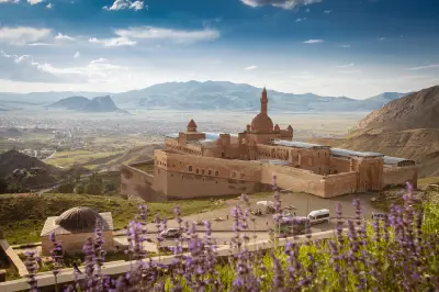 İshak Pasha Palace overlooks the broad mountain-ringed plain of Doğubayazıt in Eastern Anatolia, Turkey.