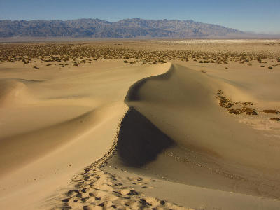 Mesquite Flat Sand Dunes ridge footprints Death Valley California