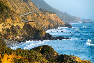 Highway 1 along cliffs of Big Sur coastline in California