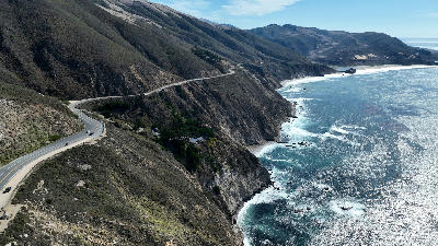 Highway 1 winding along Big Sur coastal cliffs in California