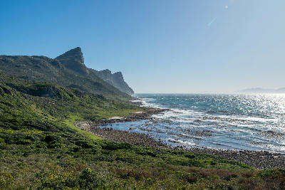 Buffels Bay coastline near the Cape of Good Hope on the Cape Peninsula in Table Mountain National Park, South Africa.