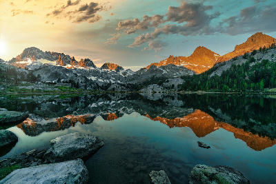 ediza lake mount ritter banner peak reflection sunrise ansel adams wilderness sierra nevada california