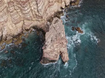 Aerial view of Island Rock in Kalbarri National Park, Western Australia.