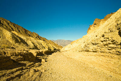 Golden Canyon dry wash eroded canyon walls Death Valley California
