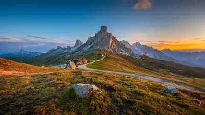 Ra Gusela peak above Passo Giau mountain pass in the Dolomites, Italy.