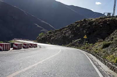 Curving mountain road through Tizi n'Tichka Pass in Morocco’s High Atlas Mountains