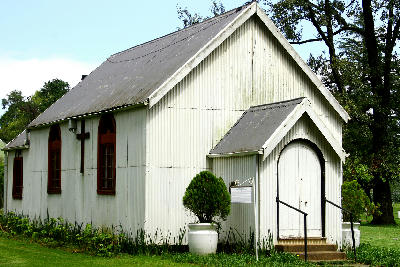 Historic St John’s Gowrie Church near Nottingham Road in the KwaZulu-Natal Midlands, a corrugated-iron heritage church dating from 1885.