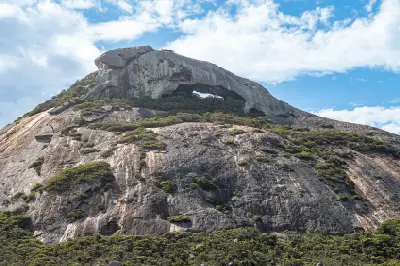Natural cave and granite slopes near the summit of Frenchman Peak in Cape Le Grand National Park, Western Australia.