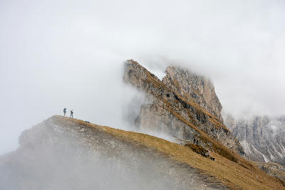 Seceda mountain ridge during the autumn season in the Dolomites, South Tyrol, Italy.