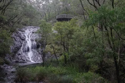 Beedelup Falls and elevated lookout platform surrounded by forest in Greater Beedelup National Park, Western Australia.