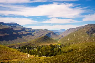 Wupperthal village nestled among dramatic sandstone mountains and valleys in the northern Cederberg region of South Africa.