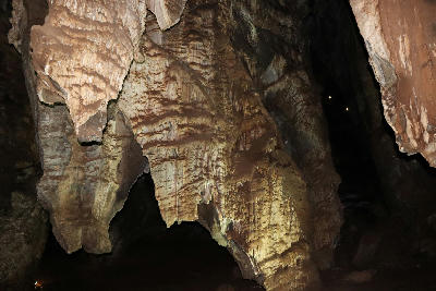 Limestone formations and cave chambers inside Sterkfontein Caves in the Cradle of Humankind, Gauteng, South Africa.