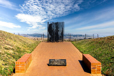 Nelson Mandela Capture Site near Howick in KwaZulu-Natal, featuring the famous steel portrait sculpture and memorial walkway.