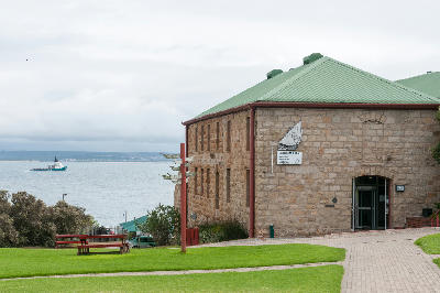 The Bartolomeu Dias Museum in Mossel Bay overlooking the harbour and bay along the Garden Route coastline.