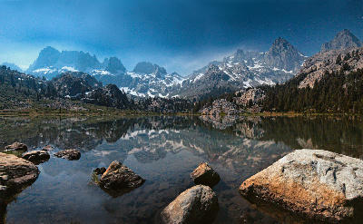 Ediza Lake night reflection Mount Ritter Banner Peak Ansel Adams Wilderness Sierra Nevada California