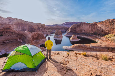 Reflection Canyon Lake Powell sandstone towers basin viewpoint low water Glen Canyon Arizona