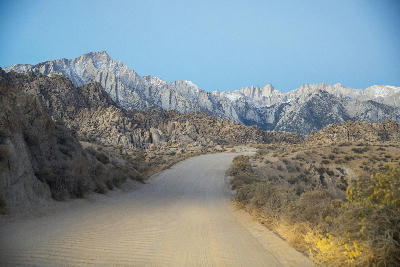 alabama hills dirt road mount whitney massif eastern sierra nevada granite boulders california landscape