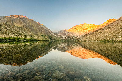 Clear morning reflections at Convict Lake beneath the Sherwin Range in California’s Eastern Sierra Nevada.