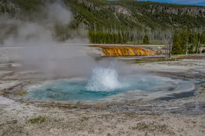 Spouter Geyser eruption Black Sand Basin Yellowstone