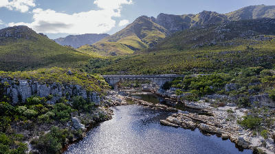 Palmiet River and mountain landscapes within the Kogelberg Biosphere Reserve in the Western Cape, South Africa