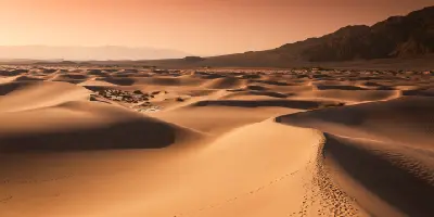 Mesquite Flat Sand Dunes wide sunset landscape Death Valley California
