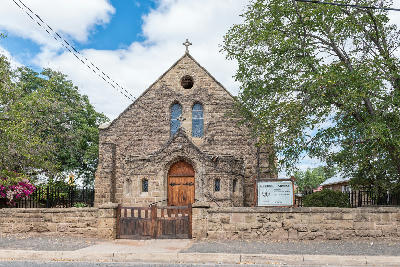 Historic sandstone Methodist church in Oudtshoorn in the Little Karoo, Western Cape, South Africa