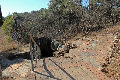 Entrance staircase descending into Sterkfontein Caves in the Cradle of Humankind, Gauteng, South Africa.