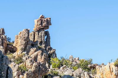 Chair-shaped sandstone rock formation along the Vensterklippe Trail near Dwarsrivier in the Cederberg Mountains, Western Cape, South Africa.