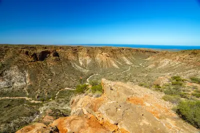 View across the rugged slopes of Charles Knife Canyon towards the Indian Ocean.