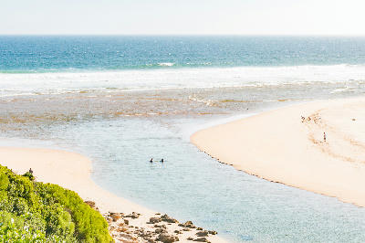Swartvlei Mouth where the Swartvlei Estuary meets the Indian Ocean near Sedgefield on the Garden Route.