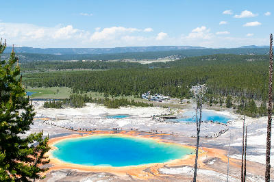 Grand Prismatic Spring overlook aerial view Yellowstone