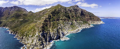Chapman’s Peak Drive coastal road above the Atlantic Ocean, Cape Peninsula, Cape Town, South Africa.