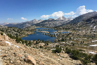 John Muir Trail alpine lakes Ansel Adams Wilderness Sierra Nevada basin landscape