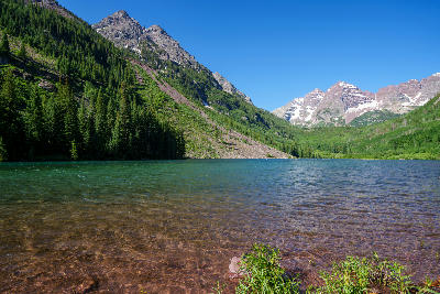 Crater Lake with Maroon Bells peaks Aspen Colorado