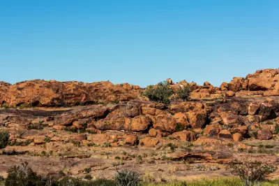 Granite boulders and rocky terrain around Moon Rock in Augrabies Falls National Park, Northern Cape, South Africa.