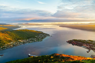 Ofotfjord during polar day near Narvik, Norway
