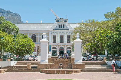 Entrance of the Iziko South African Museum in Company’s Garden in central Cape Town.