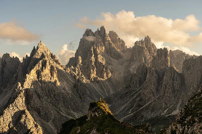 Cadini di Misurina mountain spires in the Dolomites near Tre Cime di Lavaredo, Italy.