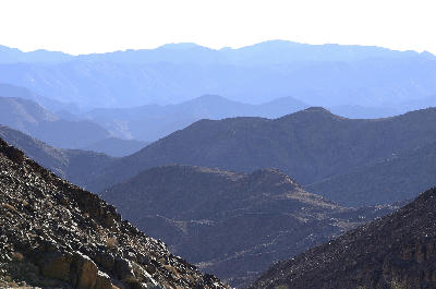 Layered mountain ranges and rocky ridges in the remote Richtersberg region of the Richtersveld.