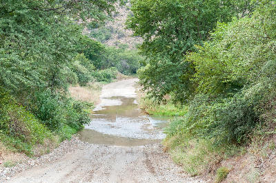 Concrete causeway crossing the Baviaans River along the Baviaanskloof road in the Eastern Cape, South Africa.